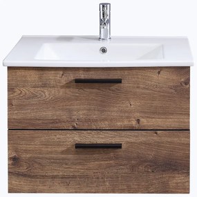 Barna függő szekrény tölgyfa dekorral mosdókagyló nélkül 71x51 cm Set 374 - Pelipal