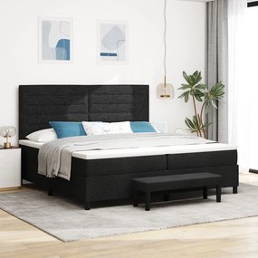 Boxspring ágy matraccal &amp; paddal Fekete 200x200 cm Szövet