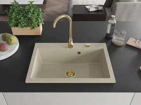 Mexen Elix gránit mosogató 1 rekeszes 700 x 500 mm, bézs, arany szifon - 6526701005-69-G