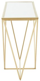 Aranyszínű konzolasztal üveg asztallappal 40x120 cm Farran – Premier Housewares