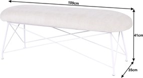 Dizájnos lóca, bézs szövet/fehér fém, RIVOLA