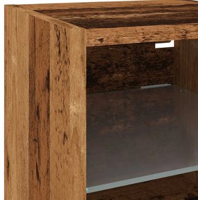 2 db antik fa fali TV-szekrény LED-világítással 30x28,5x30 cm