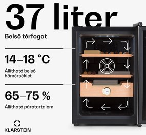 Klarstein El Presidente 37, humidor, 37 liter, 2 fiók, 1 cédrusfa rekesz