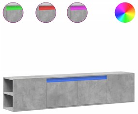 betonszürke fali TV-szekrény LED-del 180 x 31 x 39,5 cm