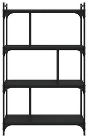 4 szintes fekete szerelt fa könyvespolc 76 x 32 x 123 cm