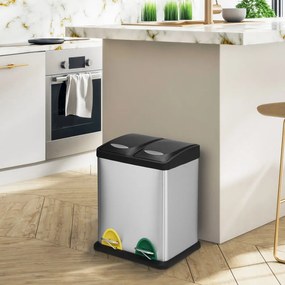 Matt ezüstszínű acél szelektív pedálos szemetes 2x8 l Tri Selectif – MSV