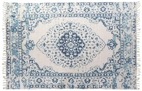 ELAHE Kék fehér koptatott pamut vintage szőnyeg 160x230 cm