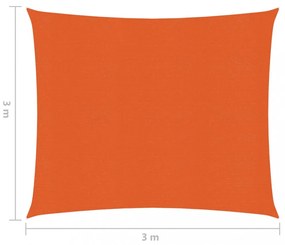narancssárga HDPE napvitorla 160 g/m² 3 x 3 m