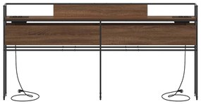 Tároló fejtámla polcokkal tárolóval barna tölgy 200 cm Faanyag