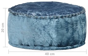 kék kerek bársony puff 40 x 20 cm