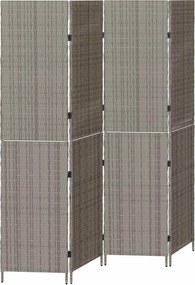 vidaXL Szobaelválasztó Szürke 195 x 180 cm polirattan