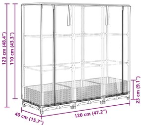rattan megjelenésű magaságyás melegháztakaróval 120x40x123 cm