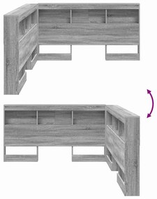 Tároló fejtámla polcokkal Szürke sonoma 135 cm Faanyag