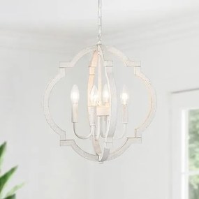 Rusztikus Francia Függőlámpa, Fehér Fa Csillár