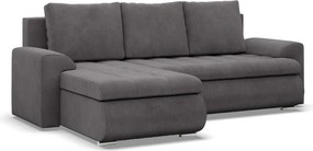 Tokio sarokkanapé, 2 ágyneműtartóval, kordbársony, baloldali, szürke