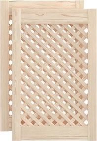 vidaXL 2 db tömör fenyőfa rácsos szekrényajtó 39,5x61,5 cm