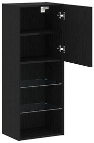 LED világítással ellátott TV szekrény fekete tölgy 40,5x30x102 cm