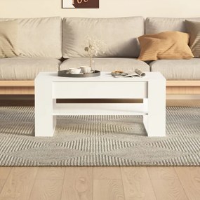 magasfényű fehér szerelt fa dohányzóasztal 102x55x45 cm