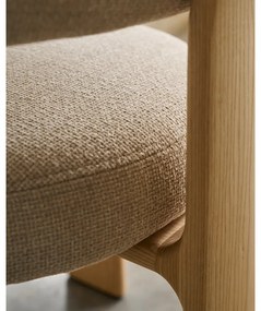 Bézs-natúr színű kőrisfa karfás étkezőfotel Granite – Kave Home