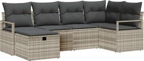 vidaXL Kanapé Szett párnával tárolóval 6 pcs Világosszürke polirattan
