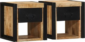 vidaXL 2 db tömör nyers mangófa éjjeliszekrények 40x35x40 cm