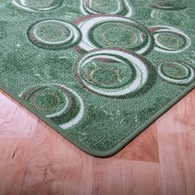 Szegett szőnyeg 70x120 cm – Zöld színben kör mintával