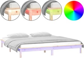 vidaXL tömör fa ágykeret LED-világítással 120 x 200 cm