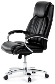 Fekete ökobőr irodai szék hintamechanikával. KA-F1385 BK