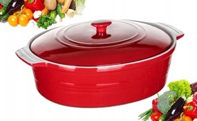 Kerámia Sütőedény Fedővel 3,6L ovális edény piros