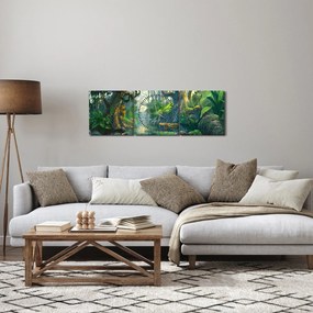 Kép - Egy trópusi erdő illusztrációja (órával) (90x30 cm)