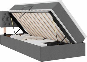 vidaXL Ágy tárolóval és matraccal Sötétszürke 90 x 200 cm Faanyag