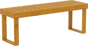Outsunny 2 személyes fás kerti pad, bordázott ülőfelülettel, 300 kg teherbírású pad teraszra, 120x34x43 cm Teak | Aosom