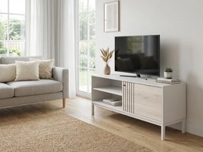 AKCIÓ TV állvány FROST 120x40 cm fehér, alpesi tölgy dekor, II. osztály