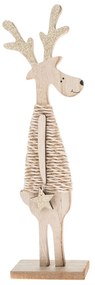 Rénszarvas csillaggal karácsonyi fa dekoráció barna , 9,2 x 30,8 cm