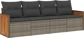 vidaXL 4 részes szürke polyrattan kerti ülőgarnitúra párnákkal