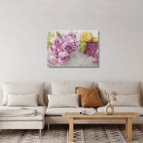 Kép - Virágok a falon pasztell színekben (üvegen) (70x50 cm)