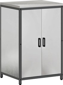vidaXL Konyhai Tárolás polcokkal tárolóval Ezüst 60 x 50 x 92 cm Acél