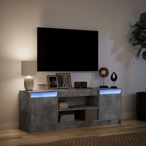 betonszürke szerelt fa TV-szekrény LED-ekkel 139,5 x 34 x 50 cm