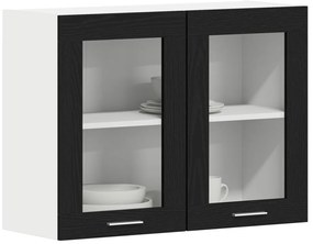 Fekete Tölgy Függő Üveges Szekrény 80x31x60 cm Műanyagból készült