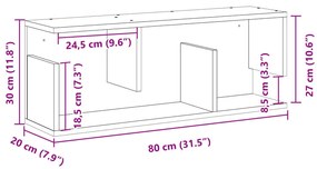 antik fa színű szerelt fa faliszekrény 80 x 20 x 30 cm