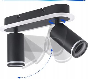 Mennyezeti lámpa 2xGU10 24W Led forgatható 350 3000K fekete