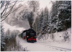 Fotótapéták 254x184 Mozdony téli tájkép