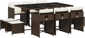 vidaXL 11 részes barna polyrattan kerti ülőgarnitúra párnákkal