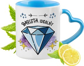 Barista Bögre Kék Szív Alakú Füllel Ajándék