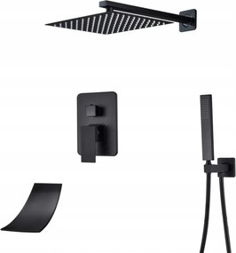 Falsík Alatti Szett Fekete Matt Kifolyócső Vízesés Box 25CM