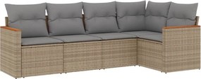 vidaXL 5 részes vegyes bézs polyrattan kerti ülőgarnitúra párnákkal