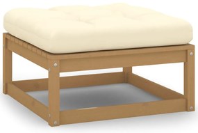 vidaXL 2 db mézbarna tömör fenyőfa kerti lábtartó párnákkal