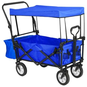 Összecsukható kocsi tetővel, húzható-tolható, sötétkék