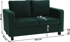 Teljesen kárpitozott heverő, smaragd szövet, LUANA
