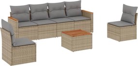 vidaXL 7 részes vegyes bézs polyrattan kerti ülőgarnitúra párnákkal